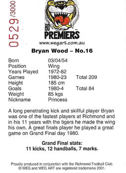 2001 Weg Art '80 Premiers #10 Bryan Wood Back